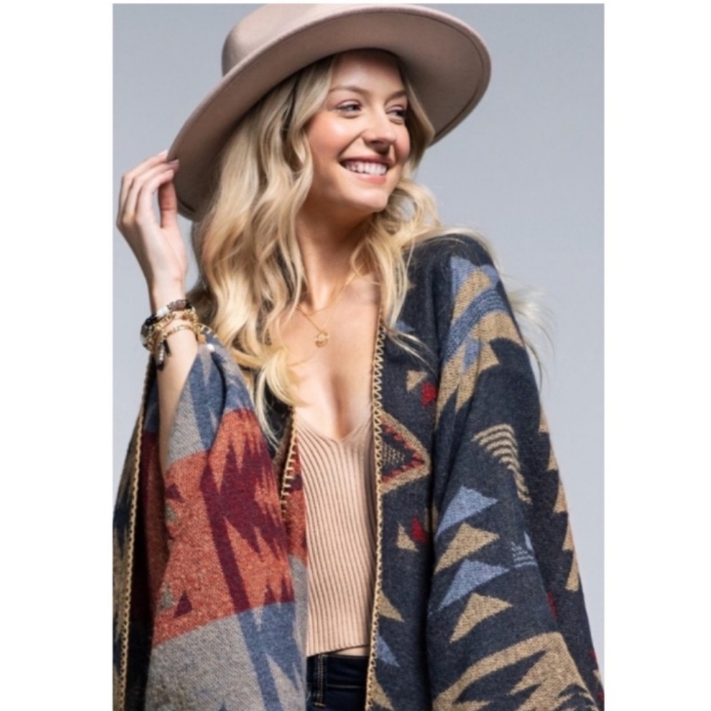 NWT Warm Cardigan Poncho Shawl - Picture 2 of 4